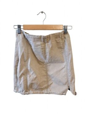 Free People Neutral Beige Mini Skirt with Side Notch- Size S